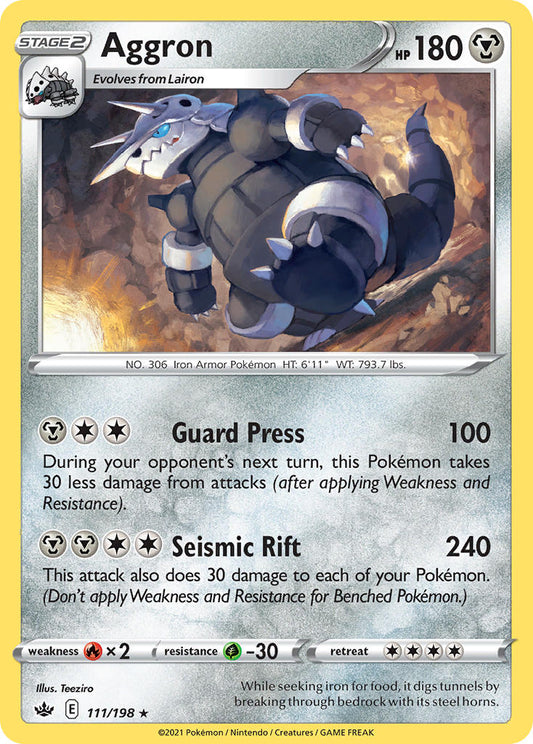 (111/198) Pokemon TCG Chilling Reign Single: Aggron Reverse Holo Rare