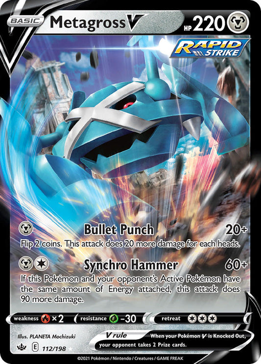 (112/198) Pokemon TCG Chilling Reign Single: Metagross V  Ultra Rare