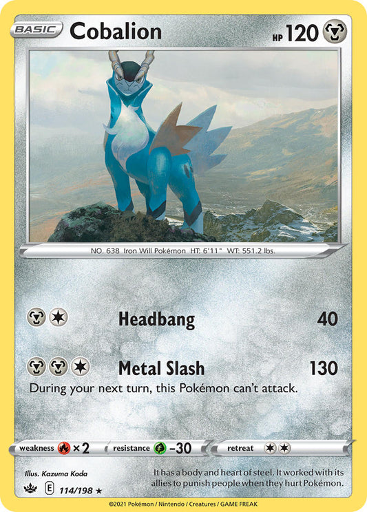 (114/198) Pokemon TCG Chilling Reign Single: Cobalion Reverse Holo Holo Rare