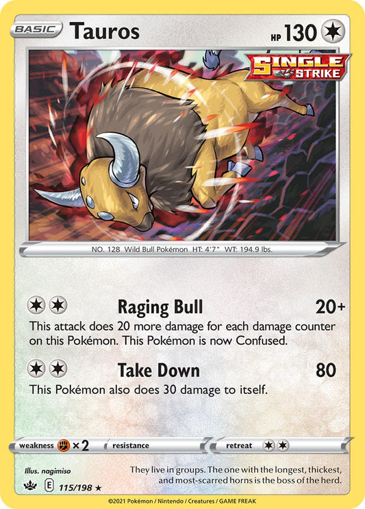 (115/198) Pokemon TCG Chilling Reign Single: Tauros Reverse Holo Holo Rare
