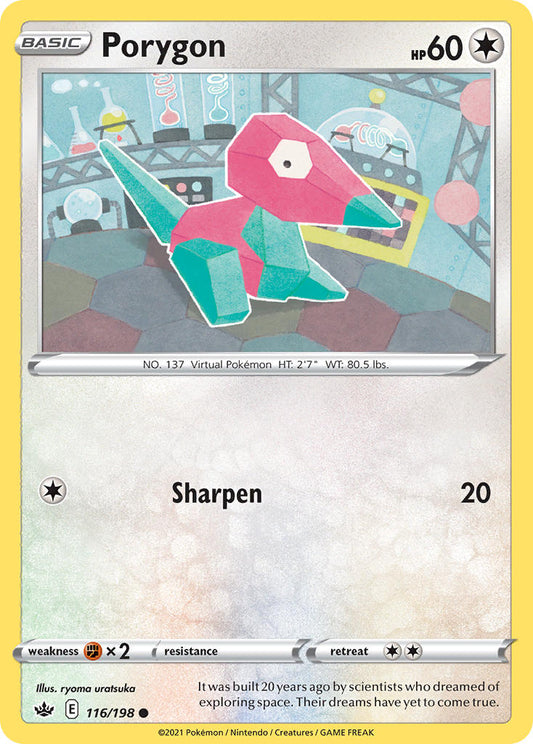(116/198) Pokemon TCG Chilling Reign Single: Porygon Reverse Holo Common