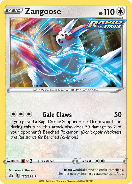 (120/198) Pokemon TCG Chilling Reign Single: Zangoose Reverse Holo Rare