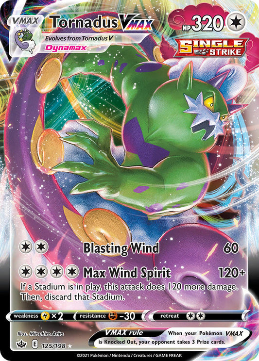 (125/198) Pokemon TCG Chilling Reign Single: Tornadus VMAX  Ultra Rare