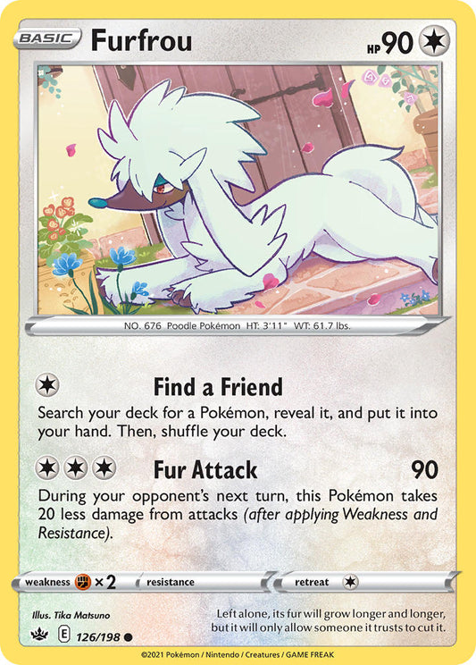 (126/198) Pokemon TCG Chilling Reign Single: Furfrou Reverse Holo Common