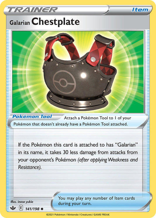 (141/198) Pokemon TCG Chilling Reign Single: Galarian Chestplate Reverse Holo Uncommon