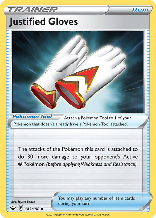 (143/198) Pokemon TCG Chilling Reign Single: Justified Gloves Reverse Holo Uncommon