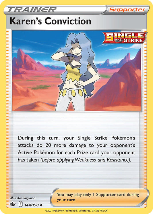 (144/198) Pokemon TCG Chilling Reign Single: Karen's Conviction  Uncommon