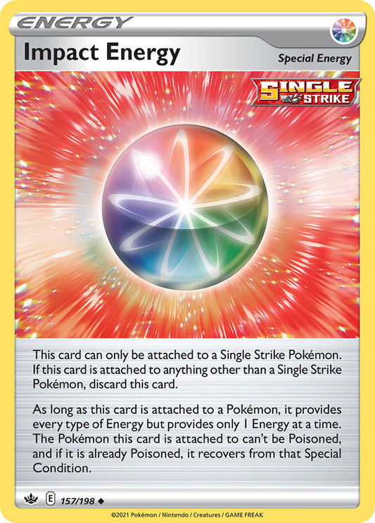 (157/198) Pokemon TCG Chilling Reign Single: Impact Energy Reverse Holo Uncommon