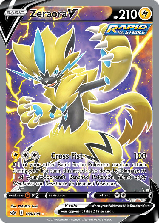 (165/198) Pokemon TCG Chilling Reign Single: Zeraora V  Ultra Rare