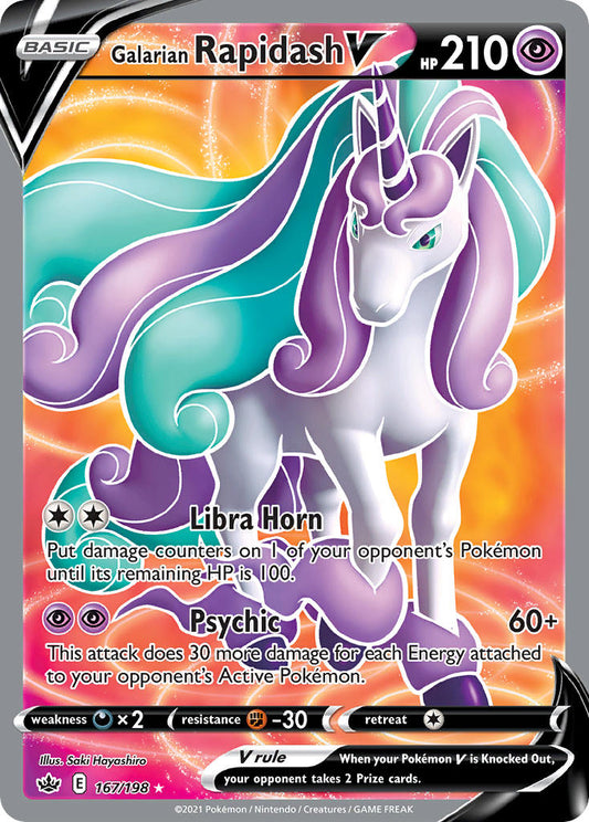 (167/198) Pokemon TCG Chilling Reign Single: Galarian Rapidash V  Ultra Rare