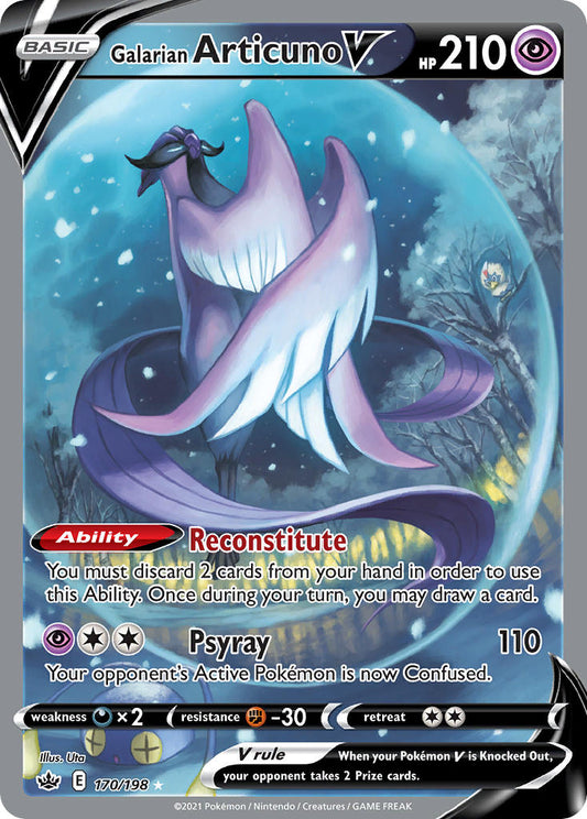 (170/198) Pokemon TCG Chilling Reign Single: Galarian Articuno V  Ultra Rare