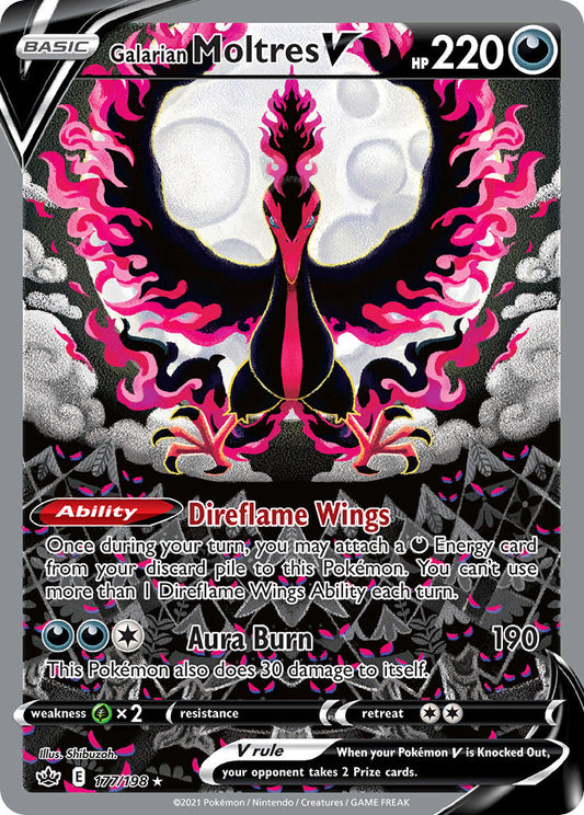 (177/198) Pokemon TCG Chilling Reign Single: Galarian Moltres V  Ultra Rare
