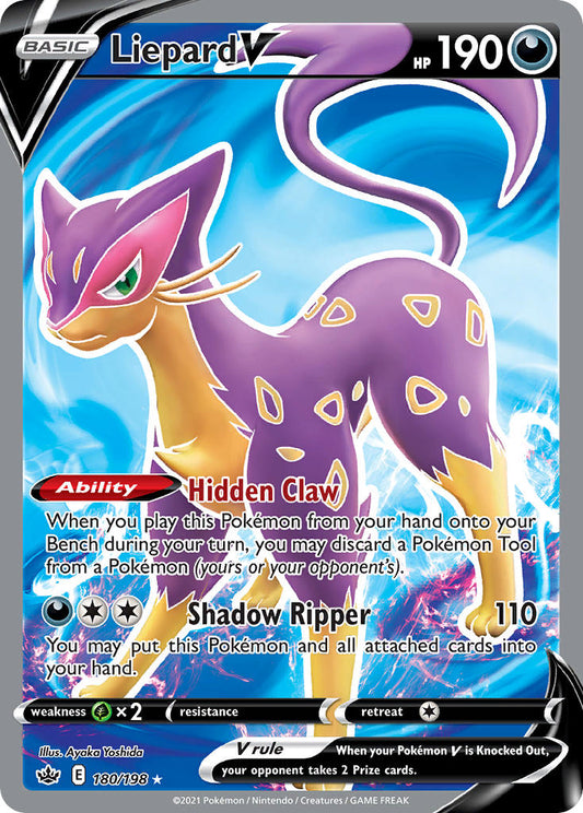 (180/198) Pokemon TCG Chilling Reign Single: Liepard V  Ultra Rare