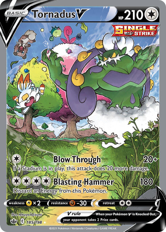 (185/198) Pokemon TCG Chilling Reign Single: Tornadus V  Ultra Rare