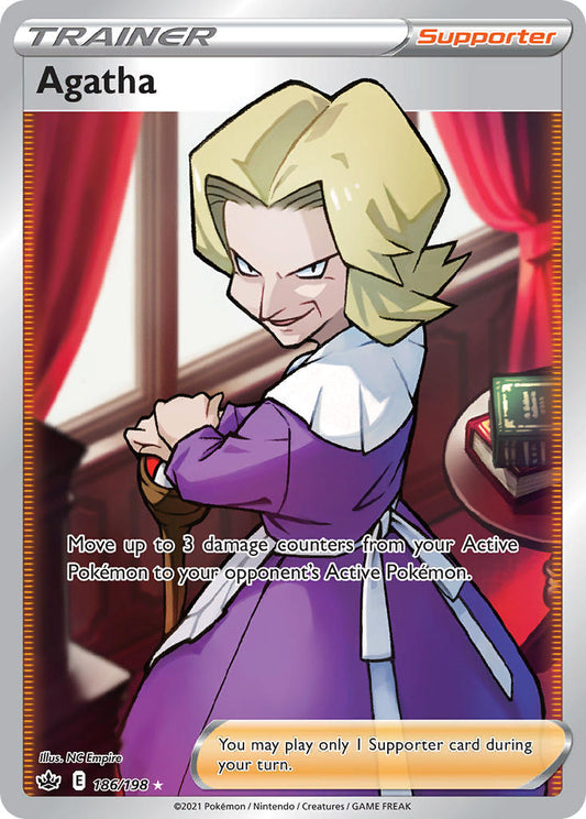 (186/198) Pokemon TCG Chilling Reign Single: Agatha  Ultra Rare