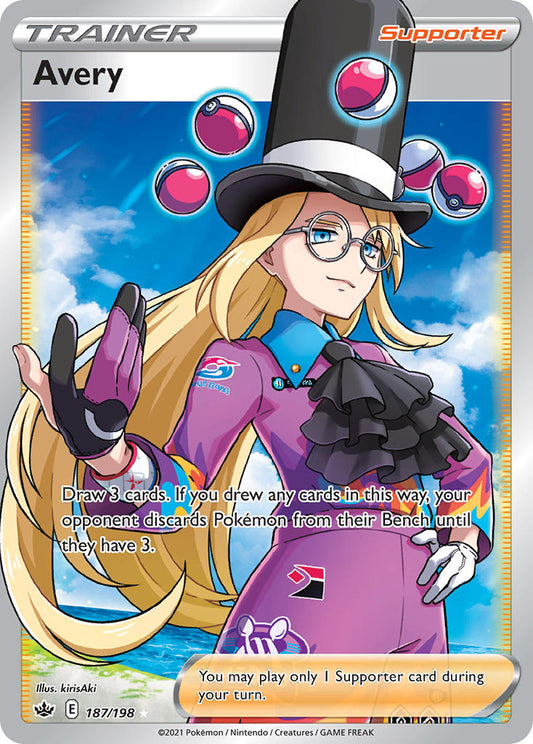 (187/198) Pokemon TCG Chilling Reign Single: Avery  Ultra Rare