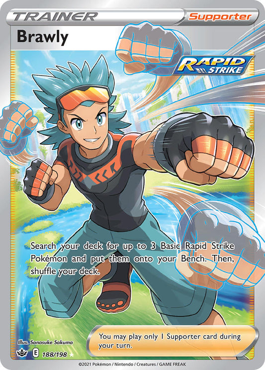 (188/198) Pokemon TCG Chilling Reign Single: Brawly  Ultra Rare