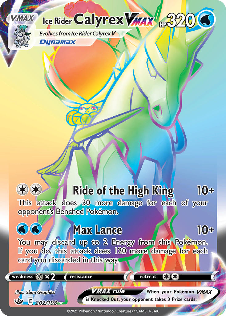 (202/198) Pokemon TCG Chilling Reign Single: Ice Rider Calyrex VMAX  Secret Rare