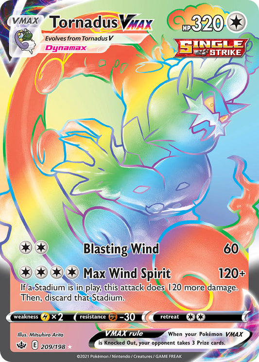 (209/198) Pokemon TCG Chilling Reign Single: Tornadus VMAX  Secret Rare