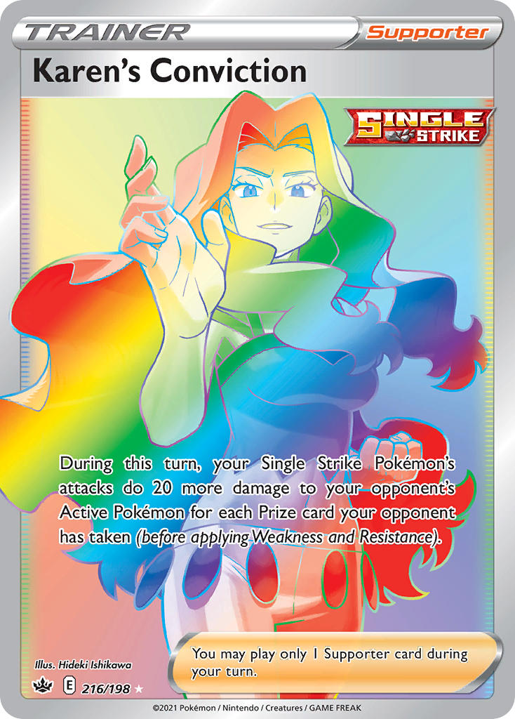 (216/198) Pokemon TCG Chilling Reign Single: Karen's Conviction  Secret Rare