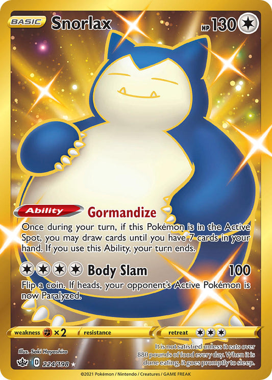 (224/198) Pokemon TCG Chilling Reign Single: Snorlax  Secret Rare