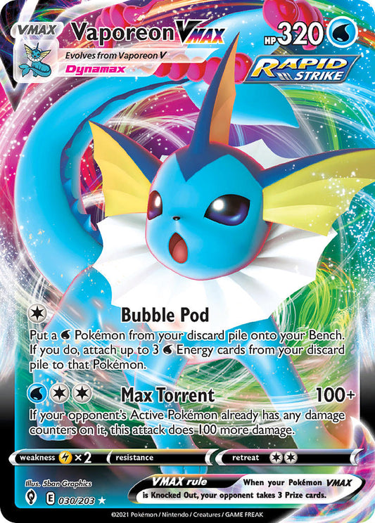(030/203) Pokemon TCG Evolving Skies Single: Vaporeon VMAX  Ultra Rare