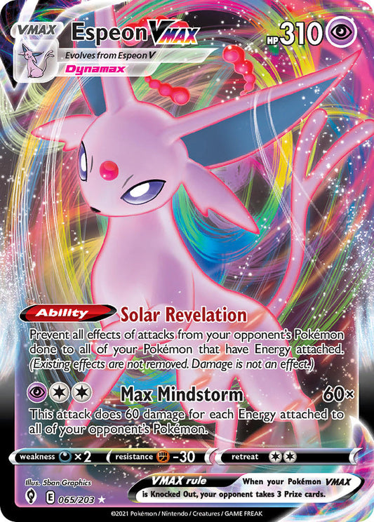(065/203) Pokemon TCG Evolving Skies Single: Espeon VMAX  Ultra Rare