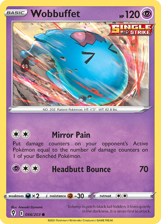 (066/203) Pokemon TCG Evolving Skies Single: Wobbuffet  Common