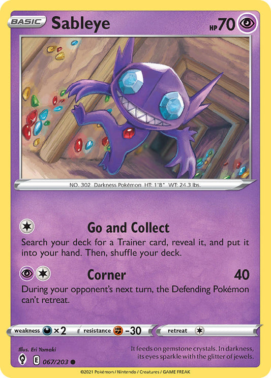 (067/203) Pokemon TCG Evolving Skies Single: Sableye Reverse Holo Common