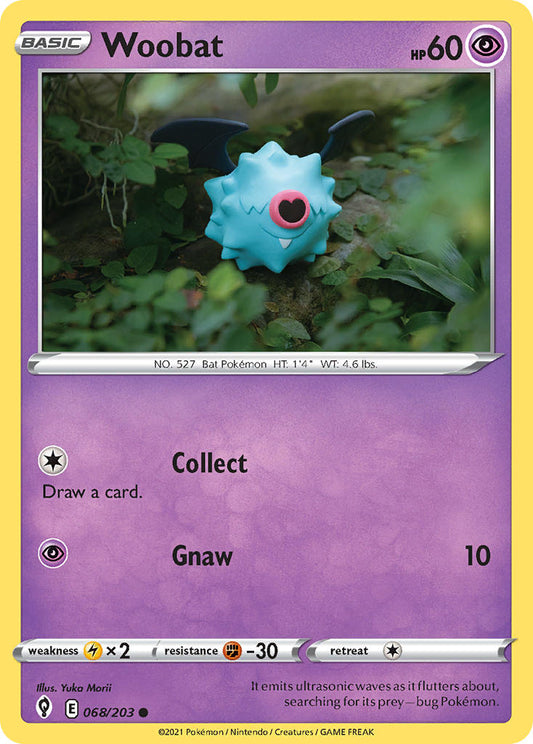 (068/203) Pokemon TCG Evolving Skies Single: Woobat Reverse Holo Common