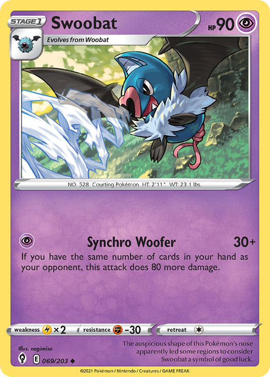 (069/203) Pokemon TCG Evolving Skies Single: Swoobat  Uncommon