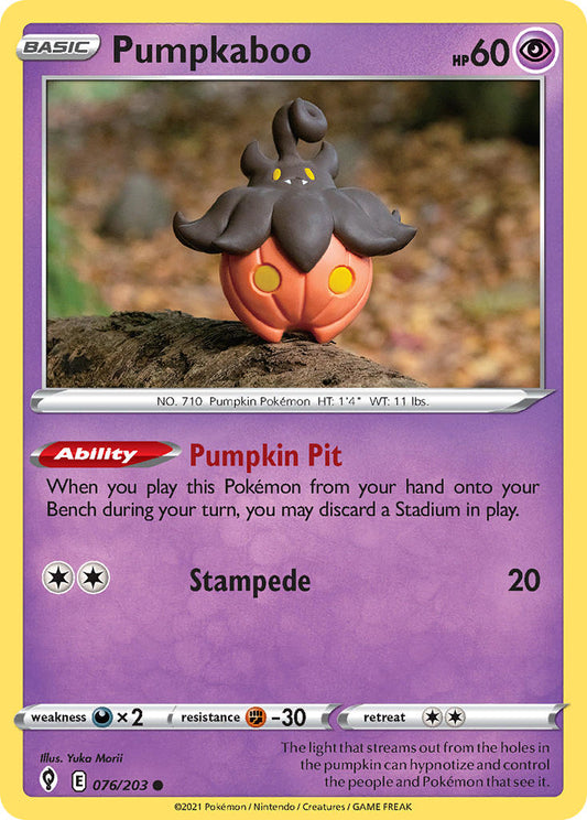 (076/203) Pokemon TCG Evolving Skies Single: Pumpkaboo Reverse Holo Common
