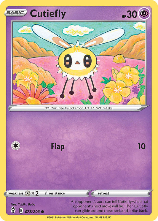 (078/203) Pokemon TCG Evolving Skies Single: Cutiefly  Common