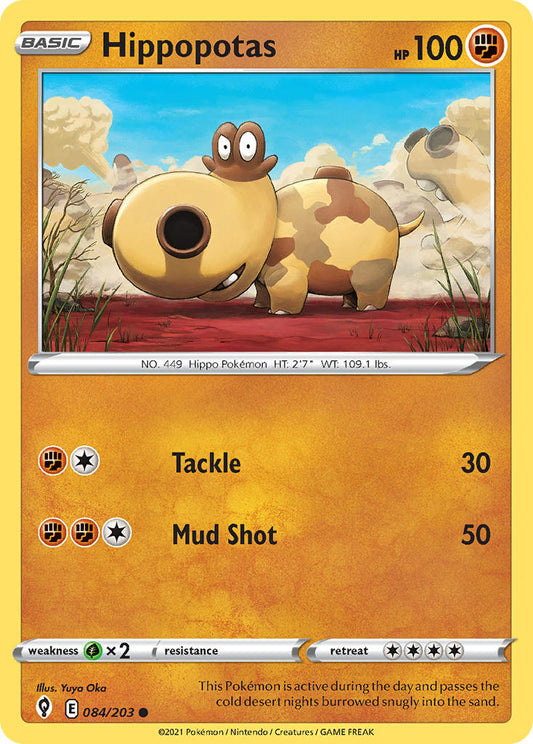 (084/203) Pokemon TCG Evolving Skies Single: Hippopotas  Common