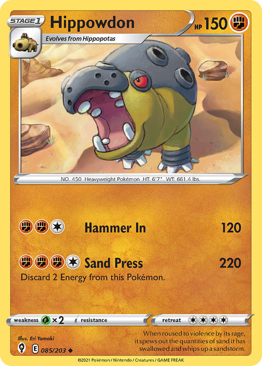 (085/203) Pokemon TCG Evolving Skies Single: Hippowdon  Uncommon