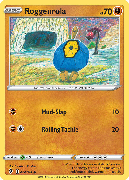 (086/203) Pokemon TCG Evolving Skies Single: Roggenrola  Common