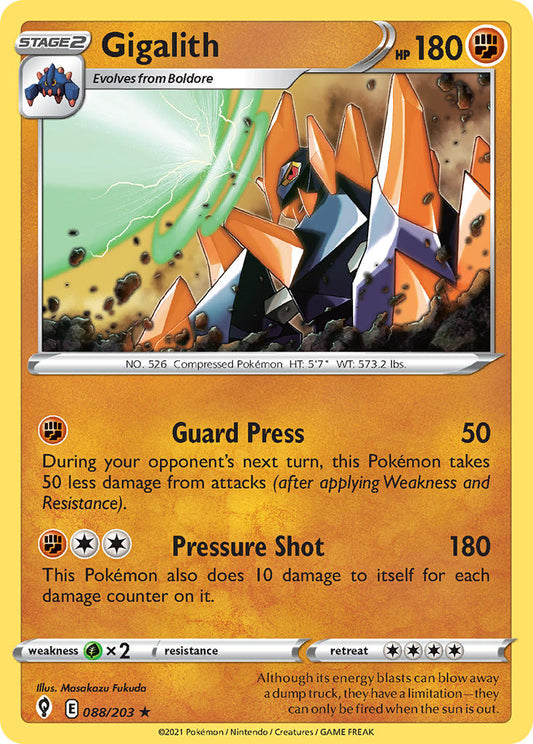 (088/203) Pokemon TCG Evolving Skies Single: Gigalith Reverse Holo Rare