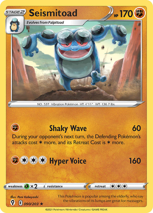 (090/203) Pokemon TCG Evolving Skies Single: Seismitoad  Rare