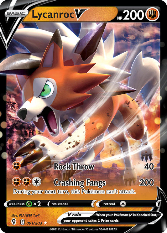 (091/203) Pokemon TCG Evolving Skies Single: Lycanroc V  Ultra Rare