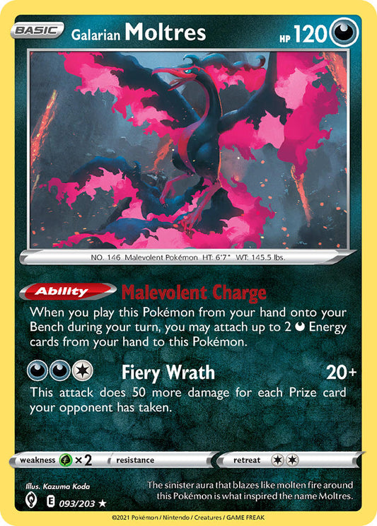 (093/203) Pokemon TCG Evolving Skies Single: Galarian Moltres  Holo Rare