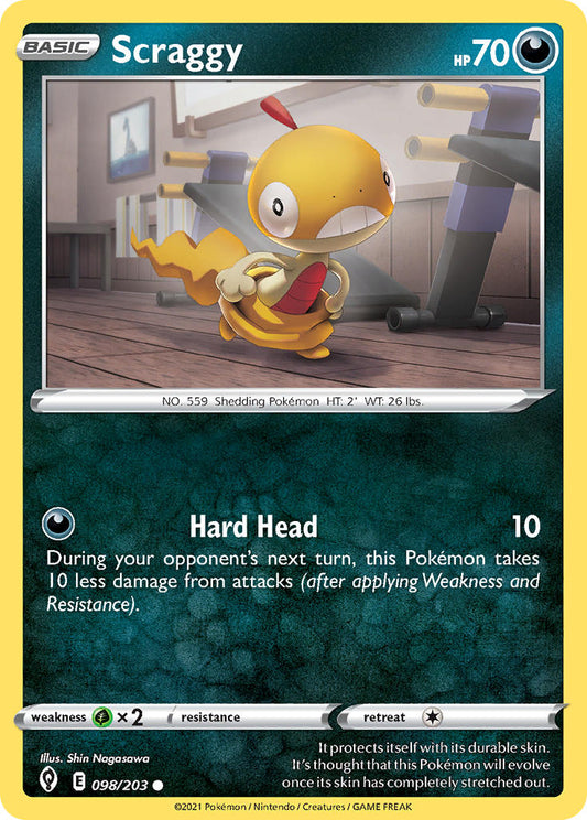 (098/203) Pokemon TCG Evolving Skies Single: Scraggy Reverse Holo Common