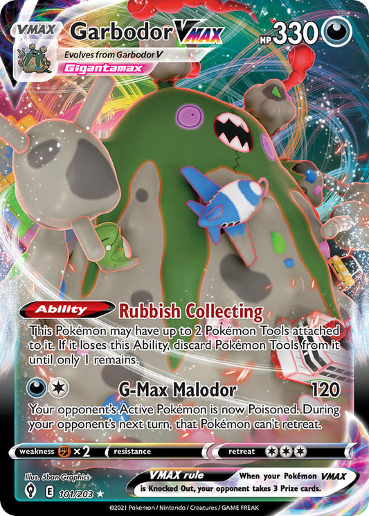 (101/203) Pokemon TCG Evolving Skies Single: Garbodor VMAX  Ultra Rare