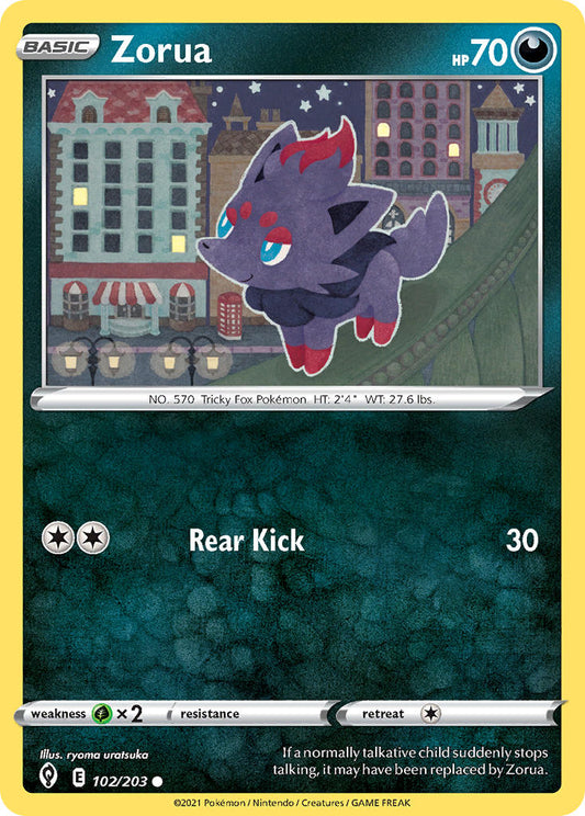 (102/203) Pokemon TCG Evolving Skies Single: Zorua Reverse Holo Common