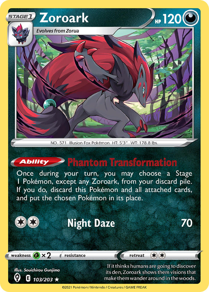 (103/203) Pokemon TCG Evolving Skies Single: Zoroark  Holo Rare