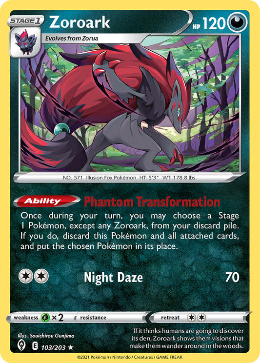 (103/203) Pokemon TCG Evolving Skies Single: Zoroark  Holo Rare