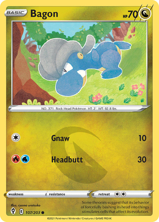 (107/203) Pokemon TCG Evolving Skies Single: Bagon  Common