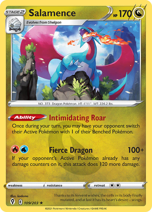 (109/203) Pokemon TCG Evolving Skies Single: Salamence Reverse Holo Holo Rare