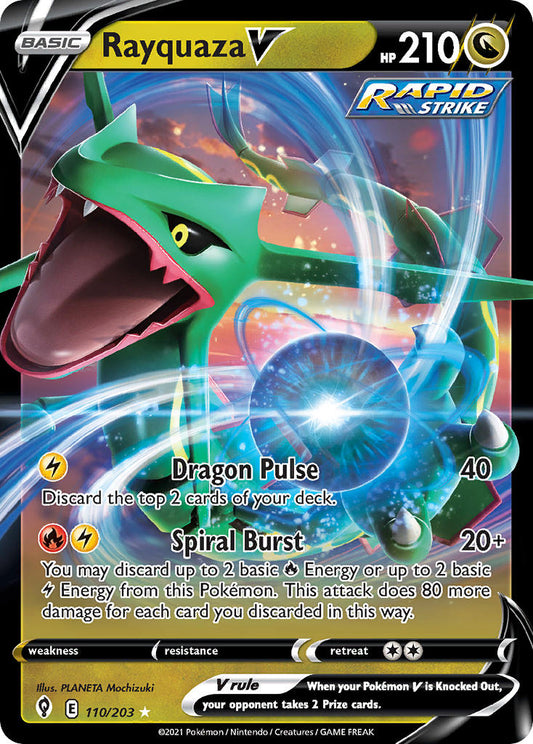 (110/203) Pokemon TCG Evolving Skies Single: Rayquaza V  Ultra Rare