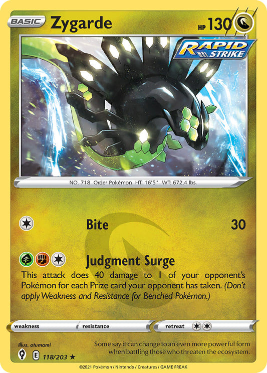 (118/203) Pokemon TCG Evolving Skies Single: Zygarde Reverse Holo Holo Rare