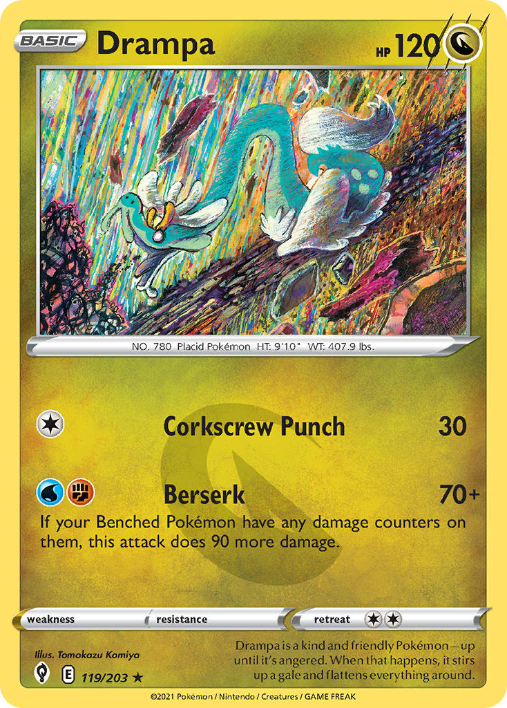 (119/203) Pokemon TCG Evolving Skies Single: Drampa  Rare